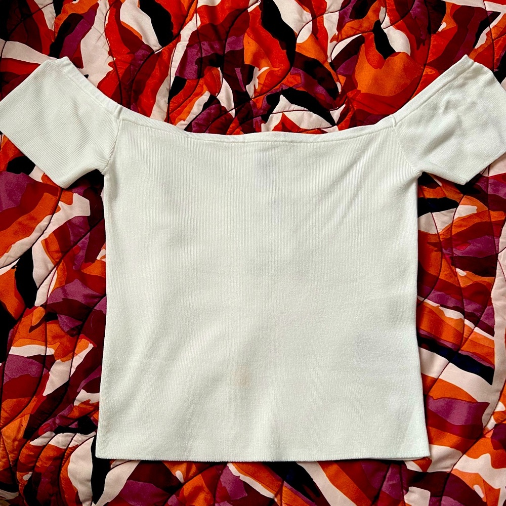 H&M Off the Shoulder Top in ivory.